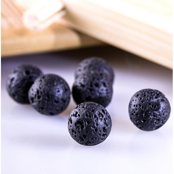 Chuỗi Hạt Đá Nham Thạch Đen Tự Nhiên 4 6 8 10 12 MM Dùng Làm Trang Sức Diy