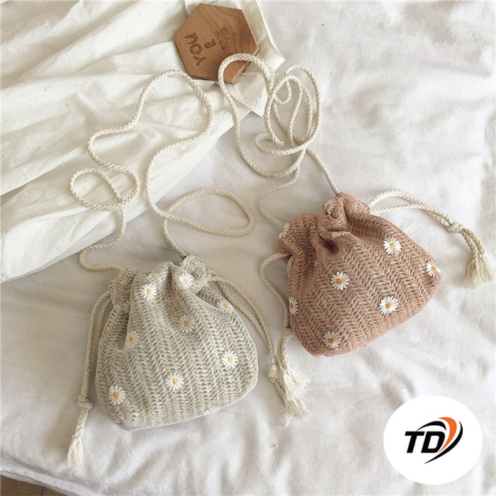 [Mã FAMAYWA2 giảm 10K đơn 50K] Túi Xách Nữ Đeo Chéo Hoa Cúc Dây Rút Mini TD 166