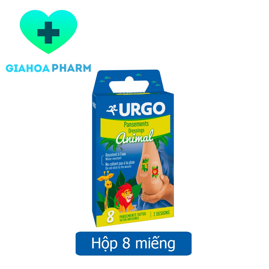 Băng cá nhân hình thú dành cho trẻ em Urgo Tattoo Dressing - Dán chắc, hoạt hình dễ thương, ngộ nghĩnh cho bé