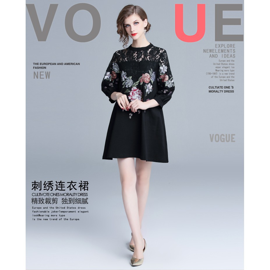 Real Shot Women's High Quality Embroidered Lace Paneled Mini Party Dress | BigBuy360 - bigbuy360.vn