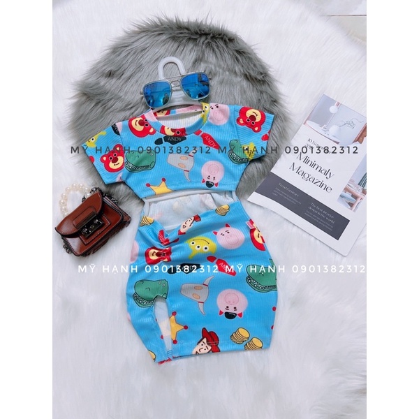 VÁY GẤU DÂU KHOÉT EO xẻ tà CHO BÉ (7-25kg)