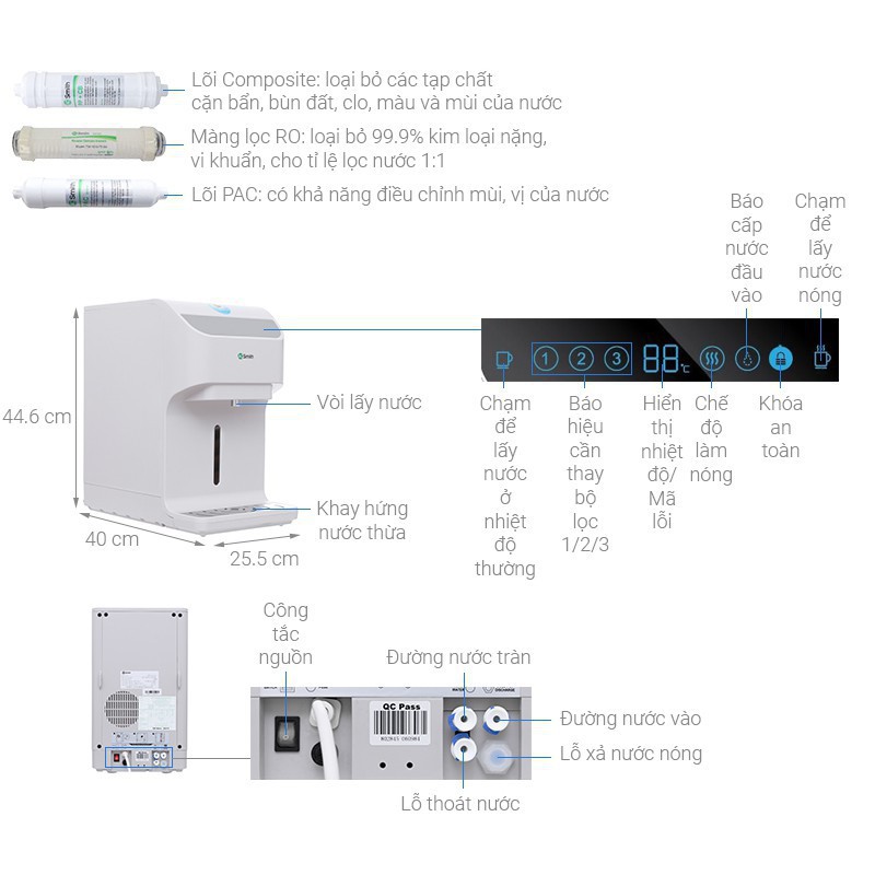 [GIAN HÀNG UY TÍN] [HÀNG CHÍNH HÃNG] Máy lọc nước RO có nước nóng AOSmith AR75-A-S-H1