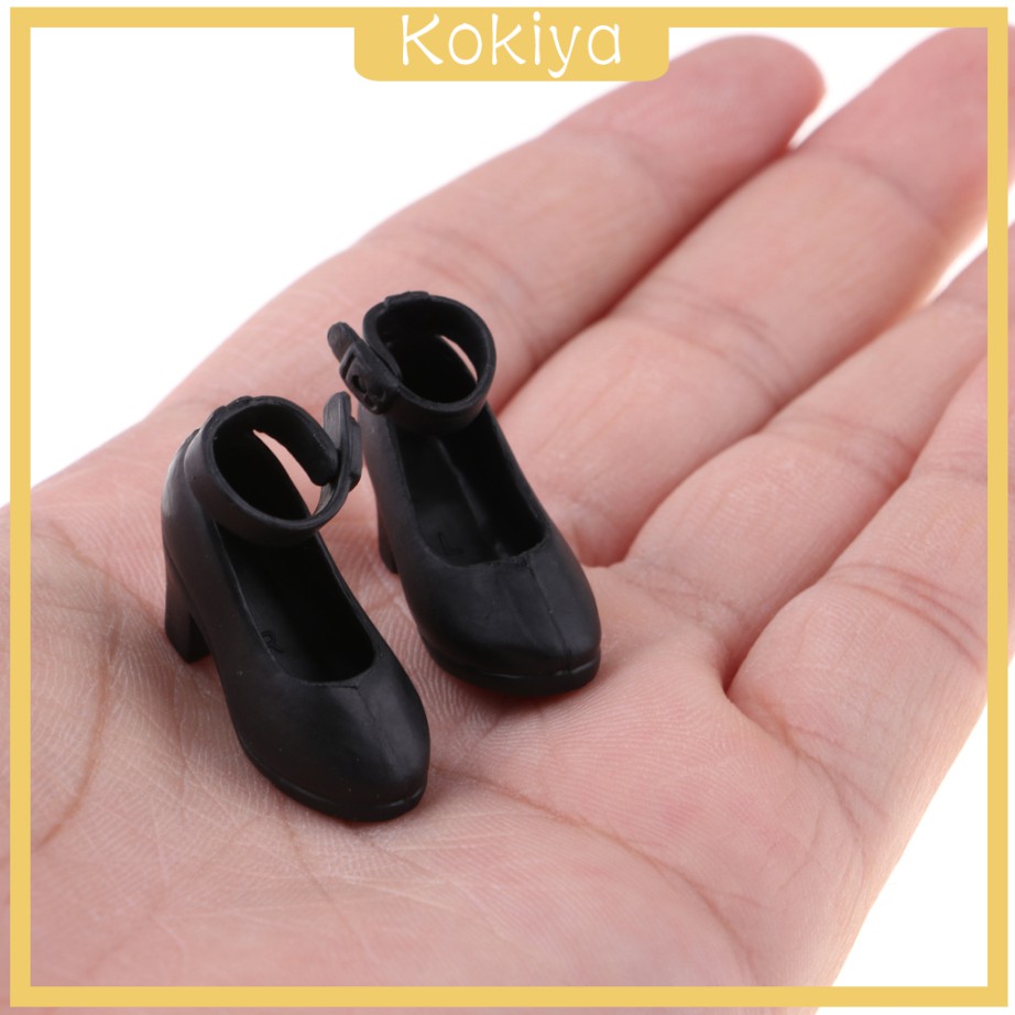 Giày Cao Gót Mini Màu Đen Cho Búp Bê Tỉ Lệ 1 / 6