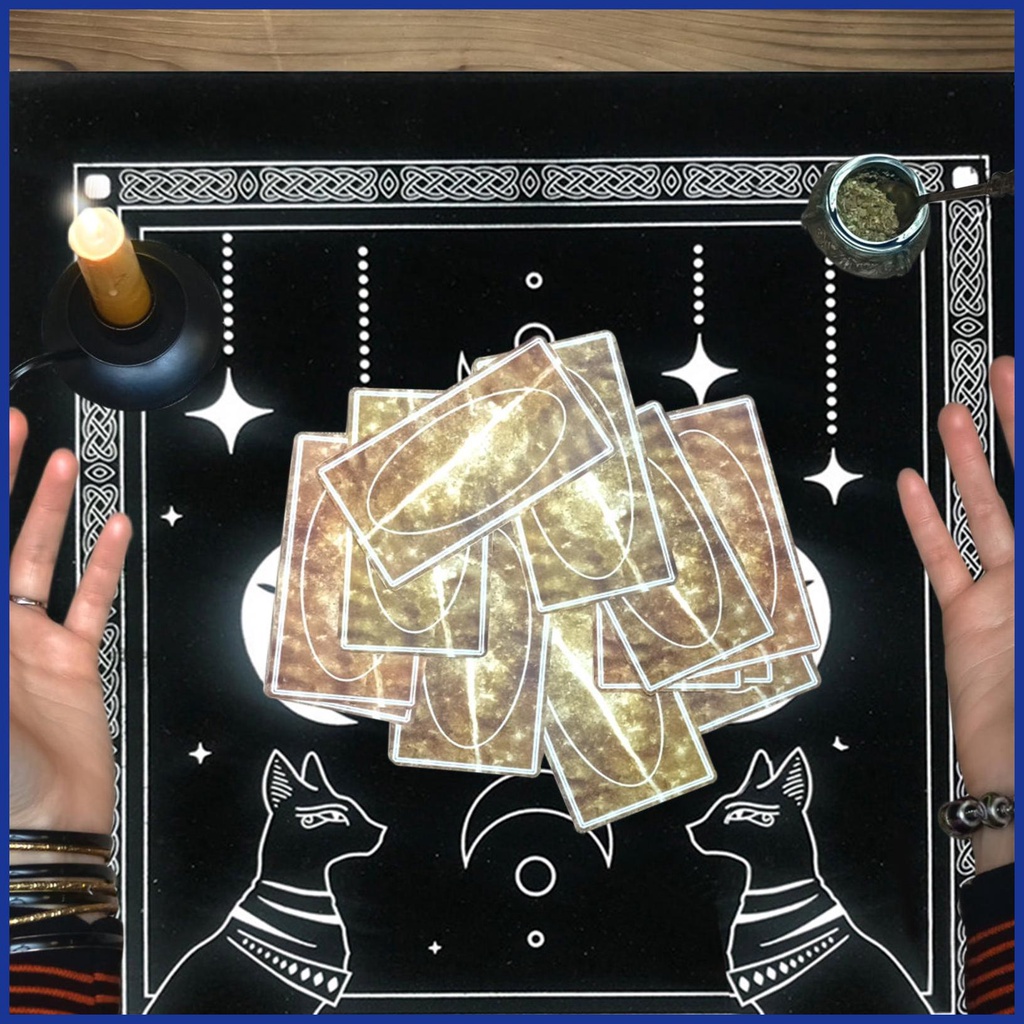 Khăn Trải Bàn Bói Tarot Hình Vuông Bằng Vải Flannel In Mắt Trăng Ai Cập