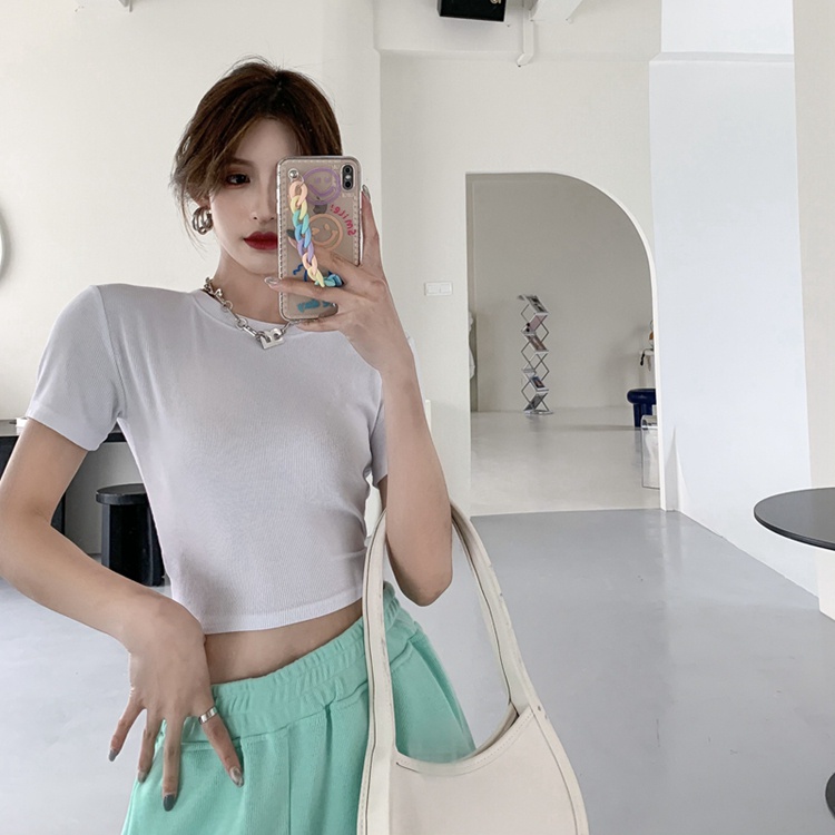 Áo Croptop Tay Ngắn Bigsize Dưới 80Kg Cổ Tròn Ôm Body Chất Thun Trơn "TN"