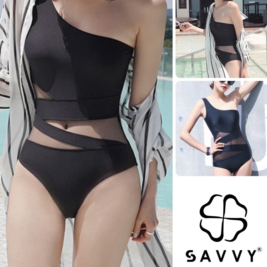 Bikini Áo Tắm Liền Chéo Vai SAVVY Che Bụng Cực Đẹp Koren sexy one-shoulder one-piece swimsuit,swimwear