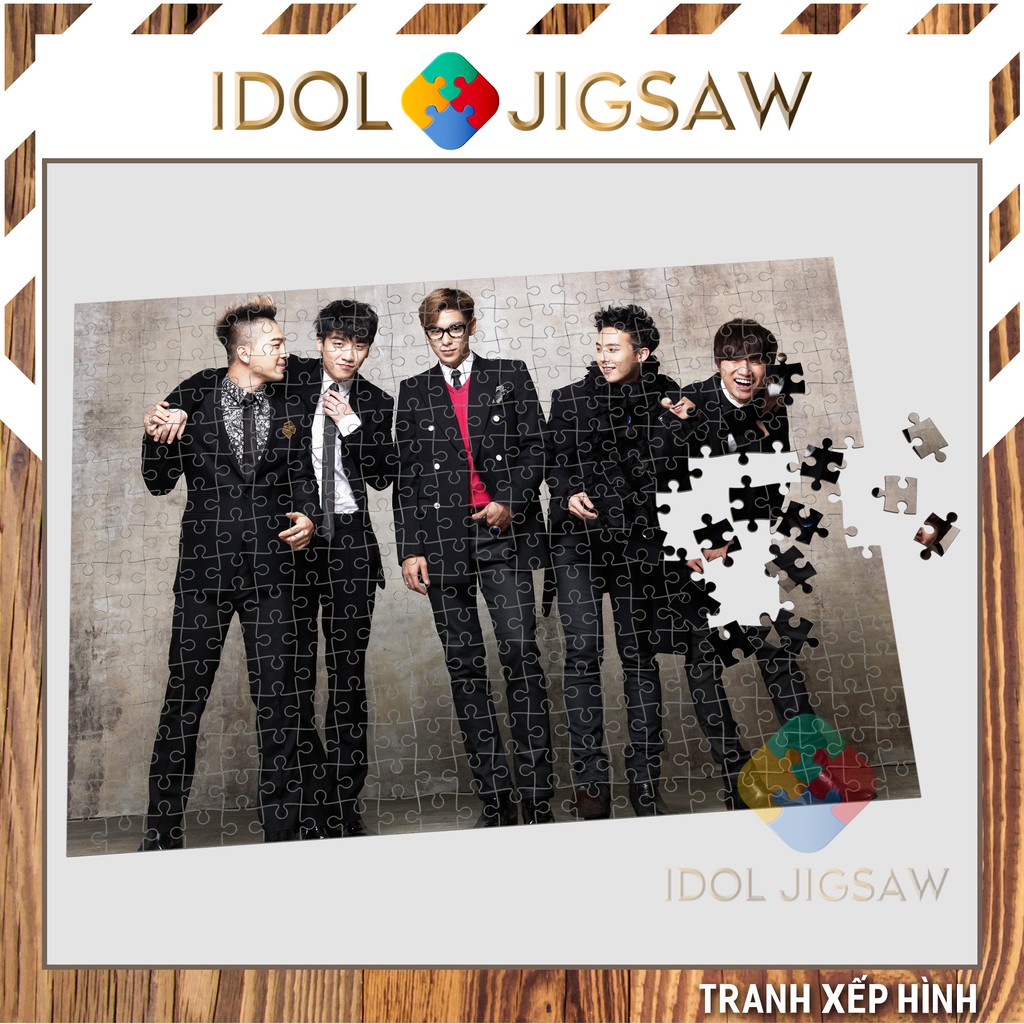 Tranh xếp hình bằng gỗ nhóm nhạc idol big bang 300 - 500 mảnh ghép, chất liệu gỗ, bộ ghép hình IJ68