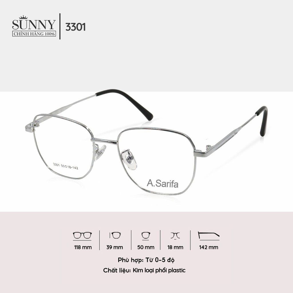 (Hàng chính hãng) Gọng kính vuông nam nữ Accede dòng Sarifa 3301 màu sắc thời trang