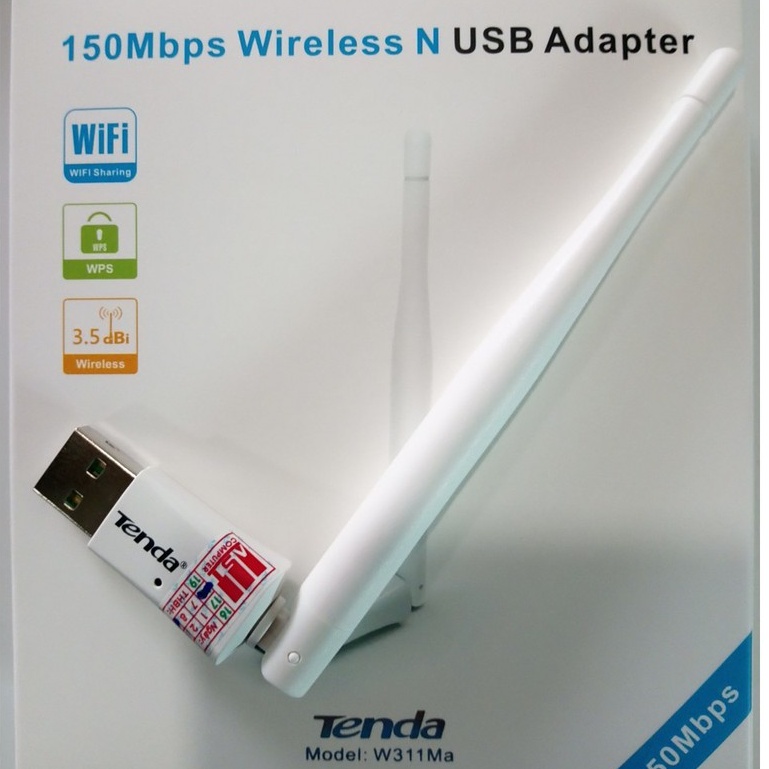 Thiết bị thu Wifi Tenda W311Ma - 150Mbps Wireless N USB Adapter - Anten liền xoay 180 độ.