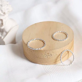 Nhẫn bạc xoắn, nhẫn bạc nữ basic Tlee bạc nguyên chất siêu xinh - TleeSilver