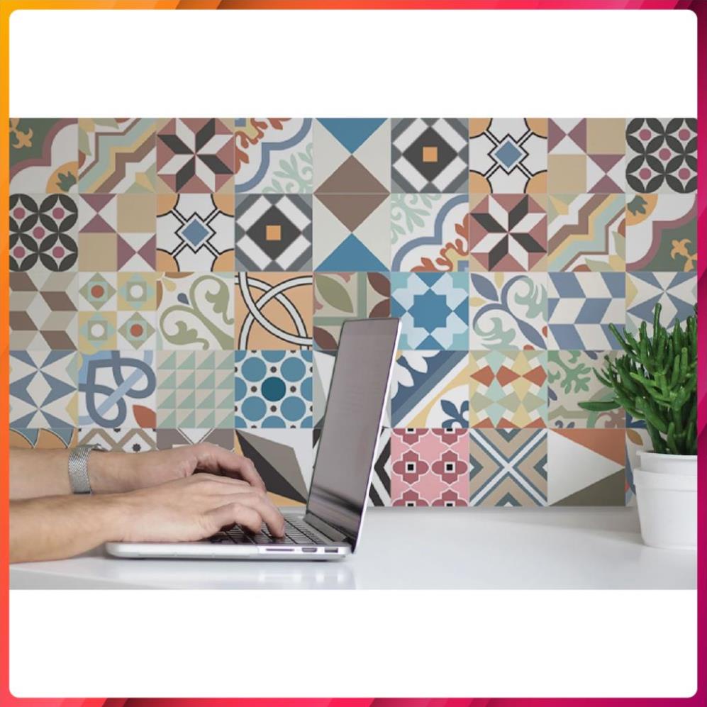 Decal Dán Tường Họa Tiết Gạch Bông Vintage Siêu Đẹp Shop Châu, Chất liệu cao cấp từ Đài Loan, nhiều mẫu mã (DGB-025)