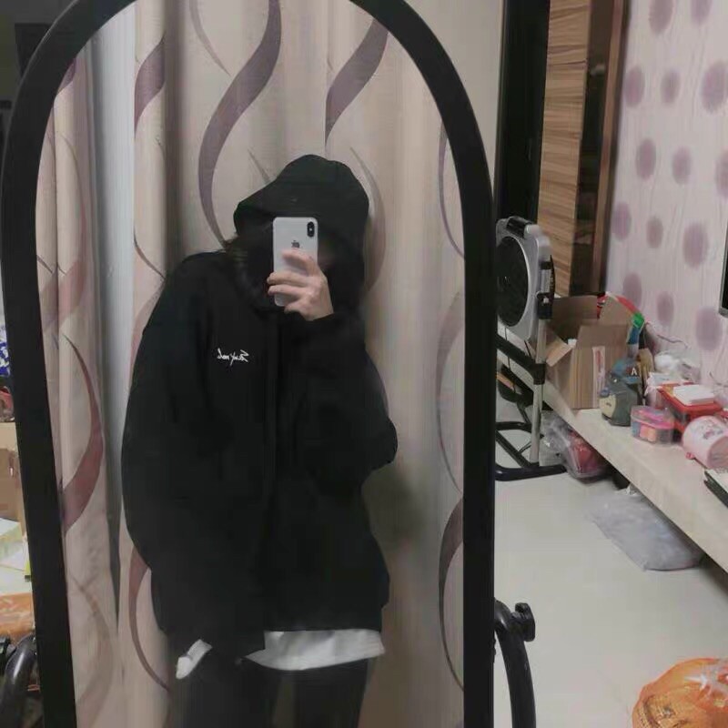 Áo nỉ hoodie có mũ in chữ mùa đen trắng mùa thu đông cô gái học sinh sinh viên nữ Hàn quốc ulzzang cực xinh nhiều màu