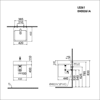 Bộ tủ chậu lavabo Caesar LF5261 + EH05261AV