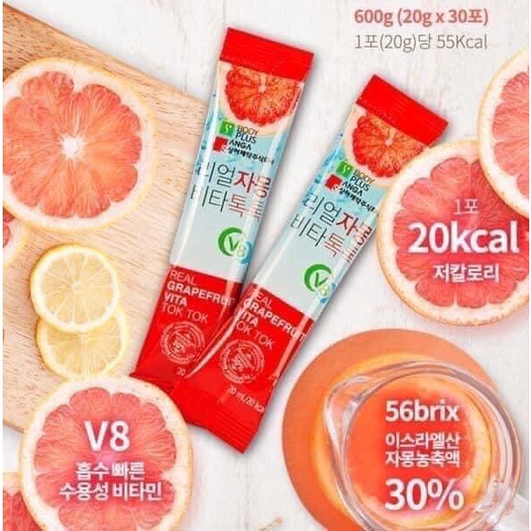Lẻ 1 gói Trà Bưởi Giảm Cân Sanga Real Grapefruit Vita Tok Tok 30 Gói Hàn