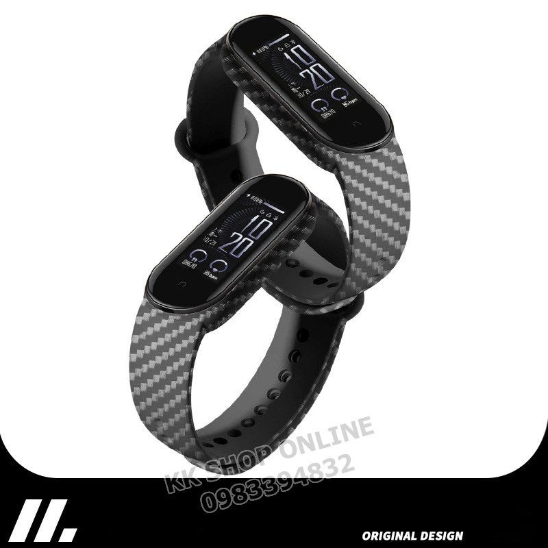 Dây đeo miband họa tiết vân carbon cho Xiaomi Miband 3 4 5 6