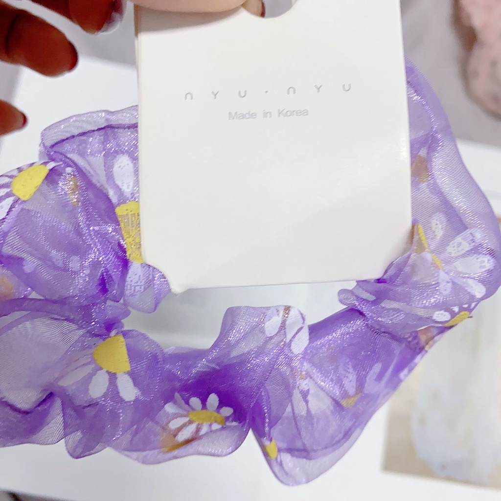 Bộ sưu tập tone tím dây cột tóc Scrunchies dễ thương HD67