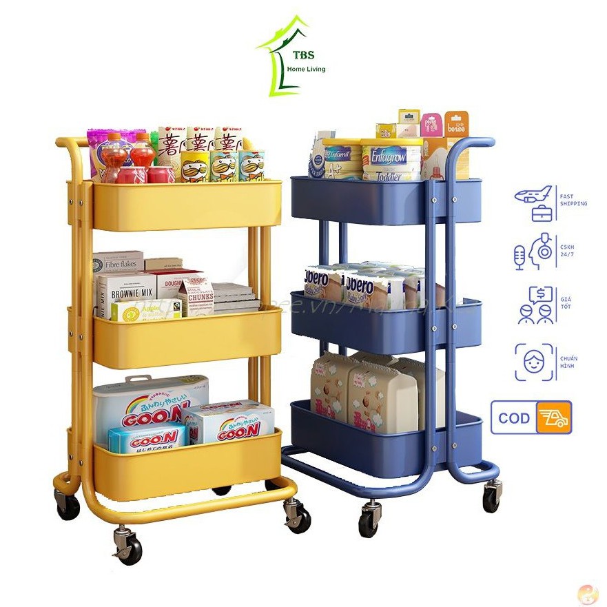 Kệ Bỉm Sữa, Xe Đẩy Spa Cao Cấp Có Bánh Xe Chất Liệu Thép Sơn Tĩnh Điện MKG01