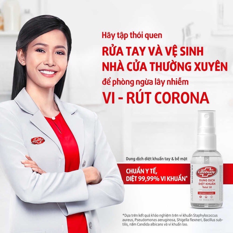 [LIFEBUOY] Chai xịt diệt khuẩn LIFEBUOY Bảo vệ vượt trội 10 dạng xịt 50ml