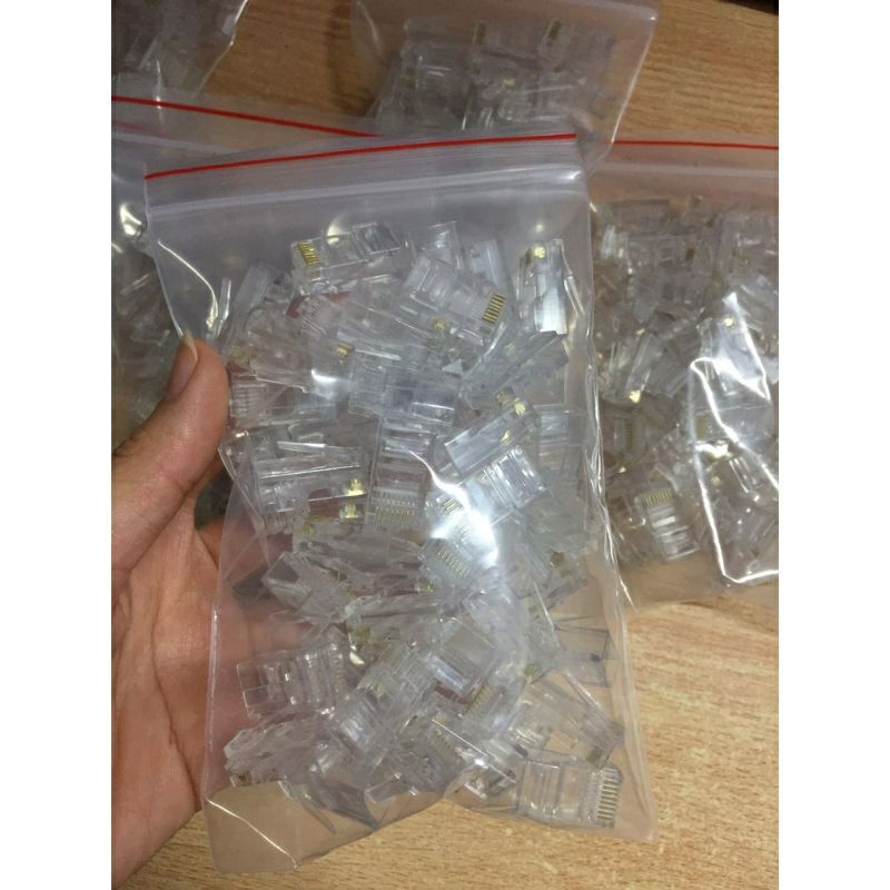 Hạt mạng RJ45, đầu bấm dây mạng RJ45, túi 50 hạt