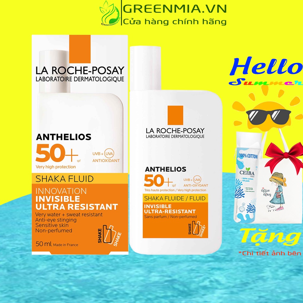 Kem Chống Nắng La Roche-Posay Shaka Fluid Anthelios Không Nhờn Rít SPF50+ (UVB + UVA) 50ml [HÀNG NHẬP KHẨU CHÍNH HÃNG]