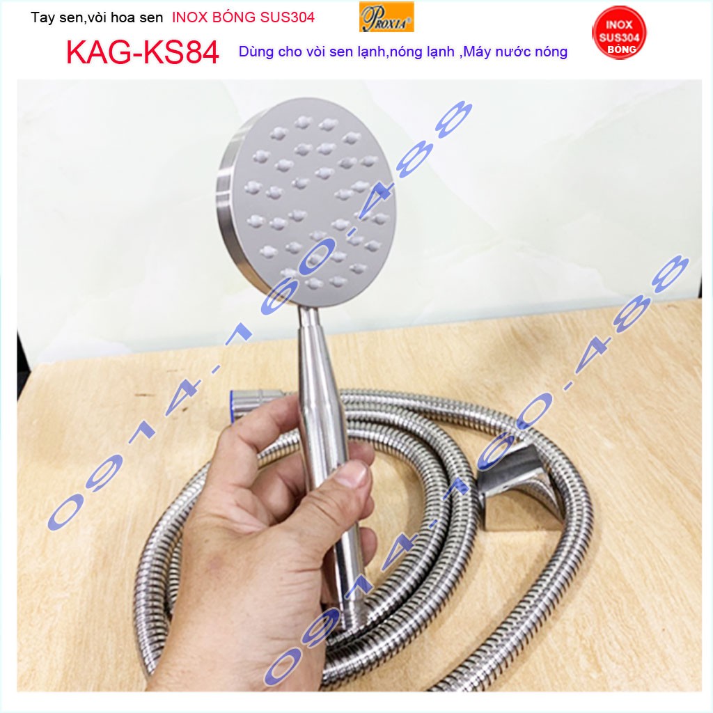 Vòi hoa sen tắm KAG-KS84 inox 304 bóng, Sales shower head 1 vòi sen +1 dây sen tắm vòi hoa sen SUS304 tia nước mạnh