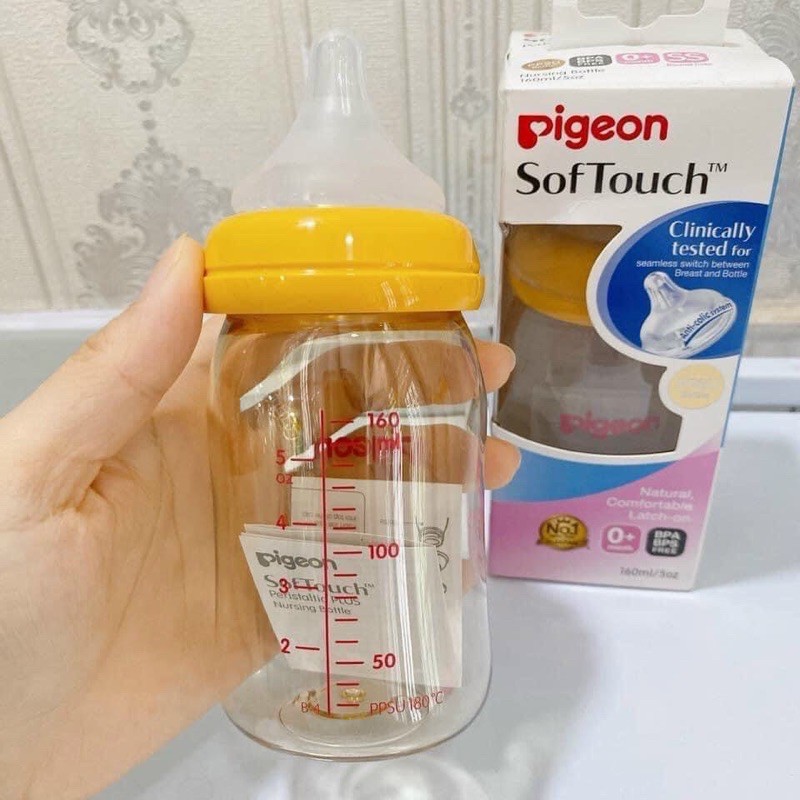 [Tặng Tay Cầm] BQShop Bình sữa Pigeon SofTouch 160ml, 240ml hàng nhập khẩu