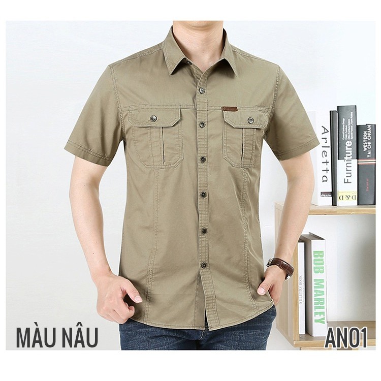 ÁO SƠ MI KAKI NAM HAI TÚI TRƯỚC - AN1 | BigBuy360 - bigbuy360.vn