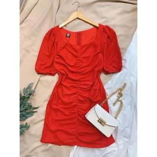 [HÀNG CAO CẤP] Đầm body đỏ nhíu thân tay phồng đi chơi noel , lễ tết là xinh lắm luôn