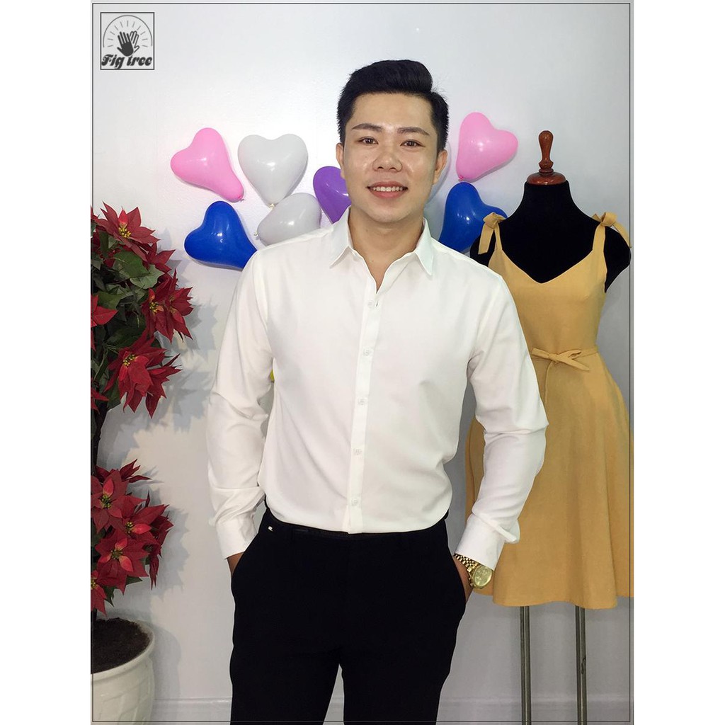 Tổng Hợp Áo Sơ Mi FIGTREE Mẫu Trơn Tay Dài Đơn Giản Lịch Sự Full Size Tới 100kg