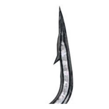 Lưỡi câu làm bằng thép carbon cao CC100 , lưỡi câu đen vuông có ngạnh, mỗi gói 10 lưỡi - số 1 đến số 13