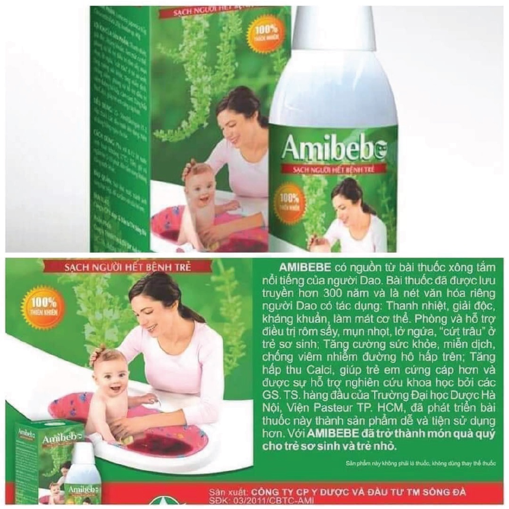 Amibebe 250ML - Nước tắm thảo dược cho trẻ sơ sinh và trẻ nhỏ