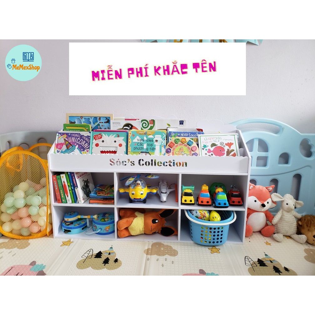 [FREE thay tên] Kệ Sách Gấu 2 Tầng Ngăn 1000*650*2500 Chứa Đồ Cho Bé PVC Gỗ Nhựa( Full Bộ+Vít )