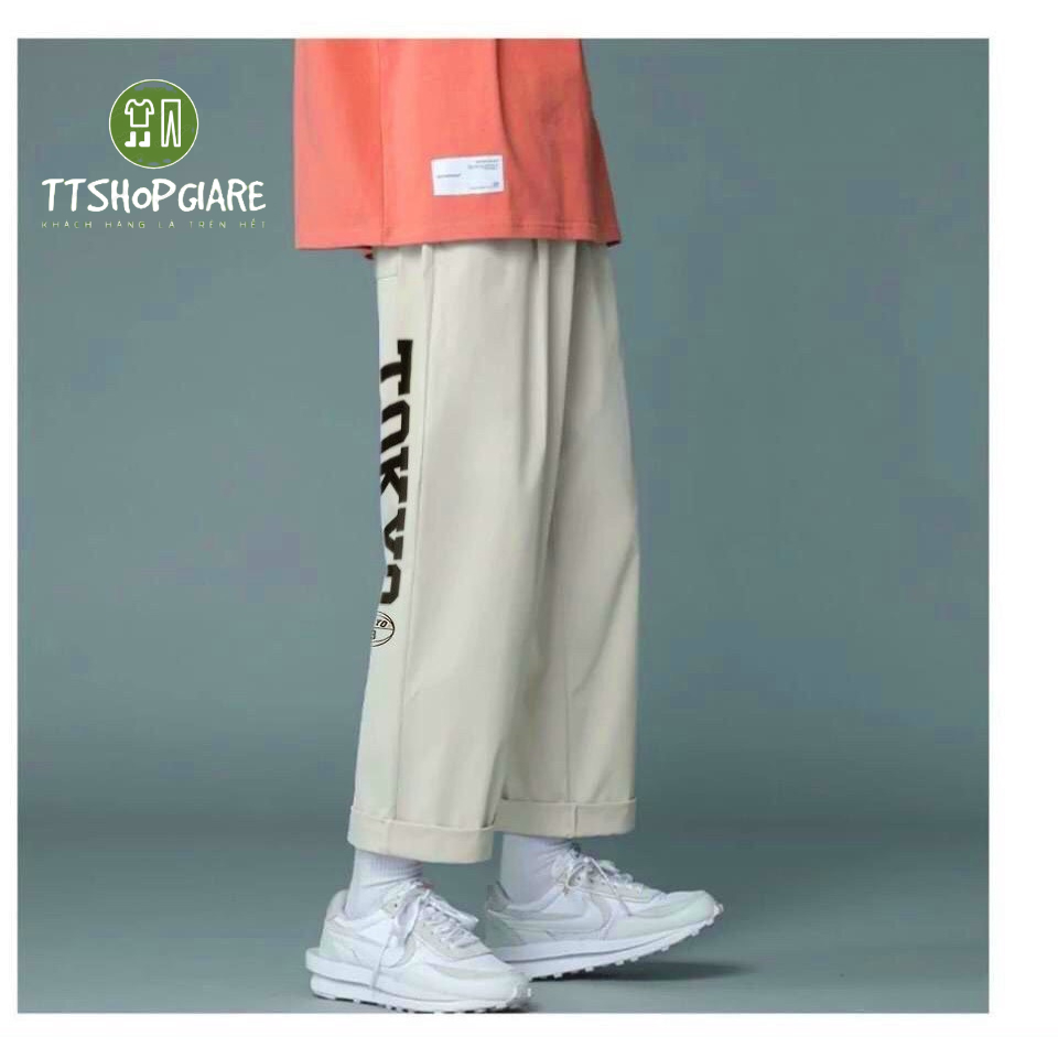 Quần jogger kaki túi hộp dán gấu form nam nữ