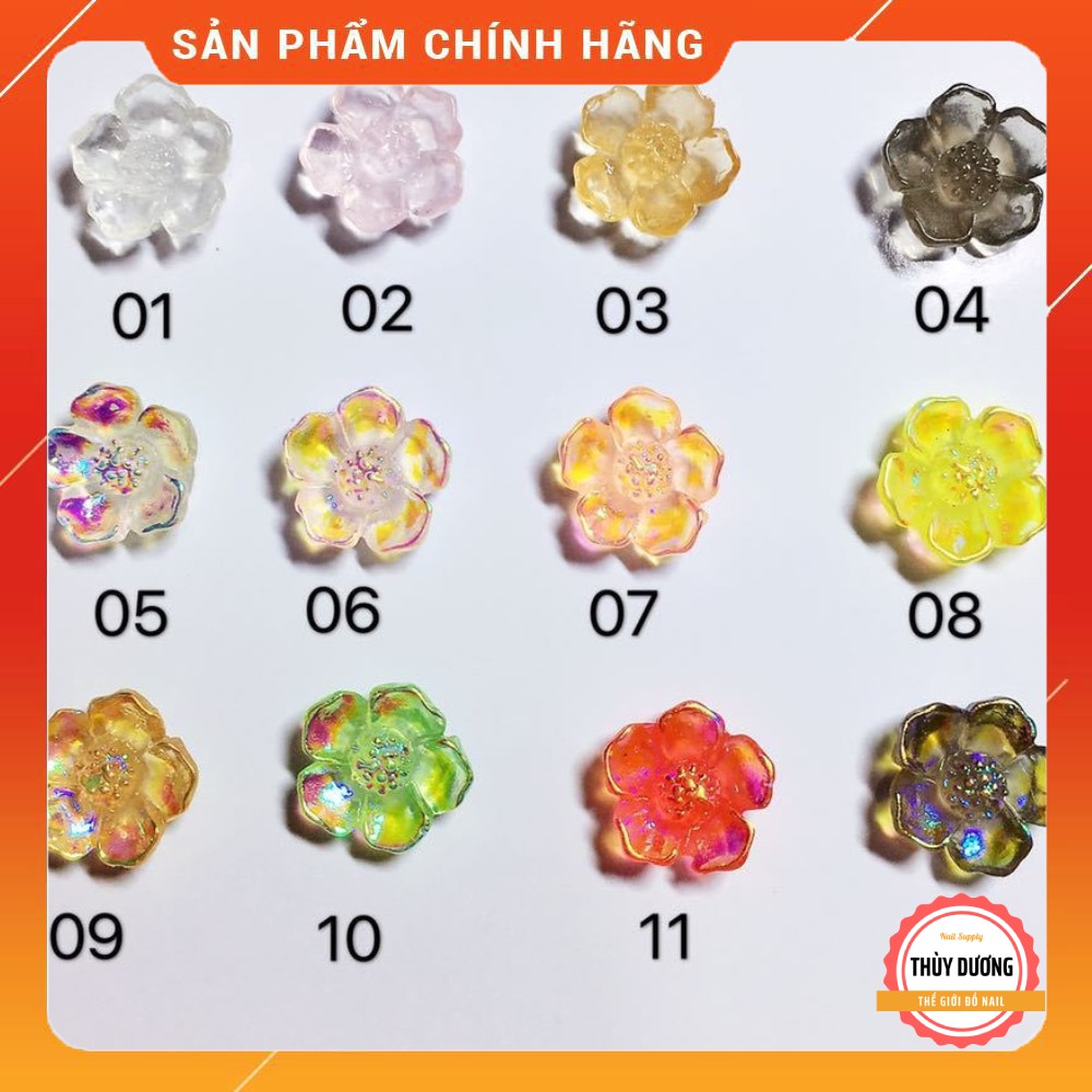 Set 10 viên charm hoa nhựa mix màu, trang trí móng, chuyên dùng làm nail