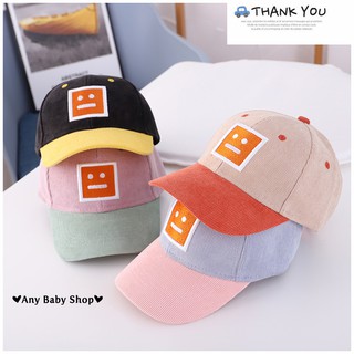 Mũ nón kết phối nhung thêu hình emoji cool ngầu cho bé trai bé gái nhiều màu dễ thương-hàng có sẵn ❣❣