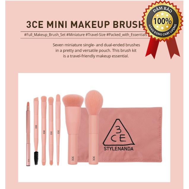 BỘ CỌ TRANG ĐIỂM 7 MÓN [3CE] MINI MAKEUP BRUSH KIT