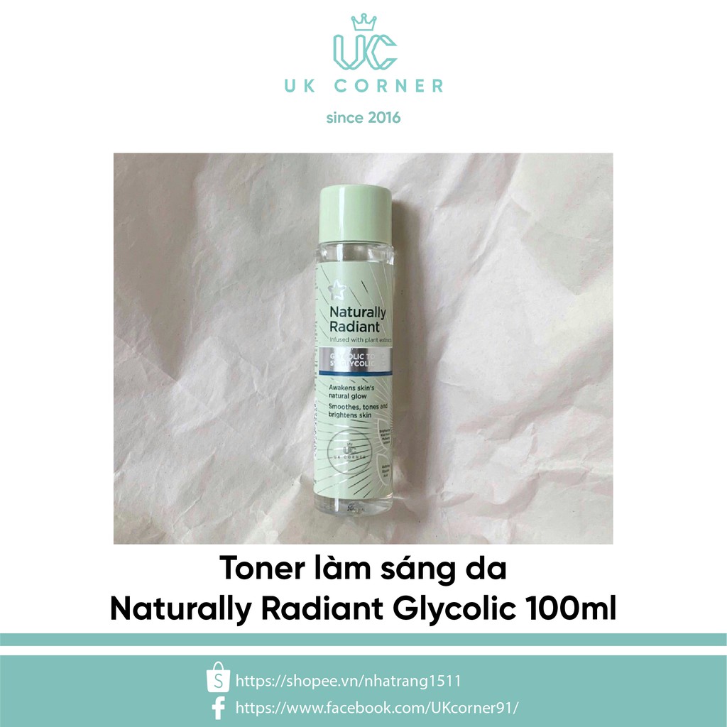 [Mẫu mới] Toner chứa acid Glycolic sáng da Superdrug Naturally Radiant Glycolic