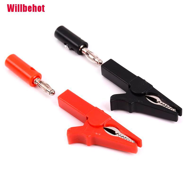 [Willbehot] 4Pcs 55Mm Alligator Clip + 4Mm Banana Plug Test Probe Plug Cable Clips [Hot]