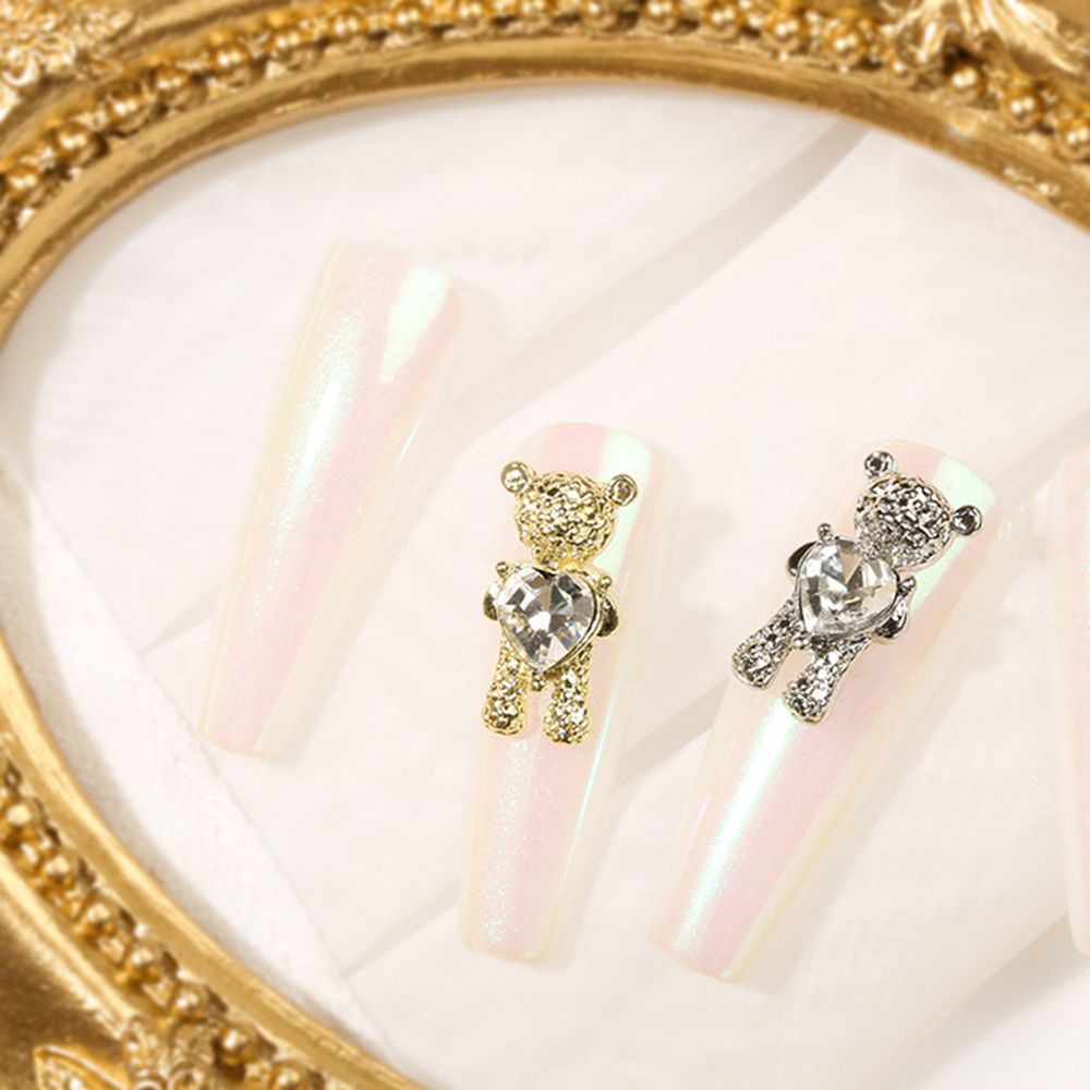 [Hàng mới về] Hạt phụ kiện trang trí móng tay nghệ thuật hình gấu đáng yêu bằng kim loại phong cách Nhật Bản thời trang