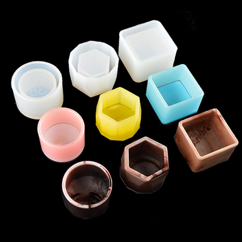 Set 3 khuôn silicon làm chậu cây cảnh mini bằng nhựa resin tiện dụng