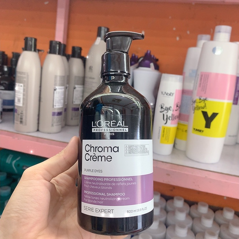 Dầu gội tím khử vàng L'oréal Chroma Crème Purple Dyes Shampoo 300ml