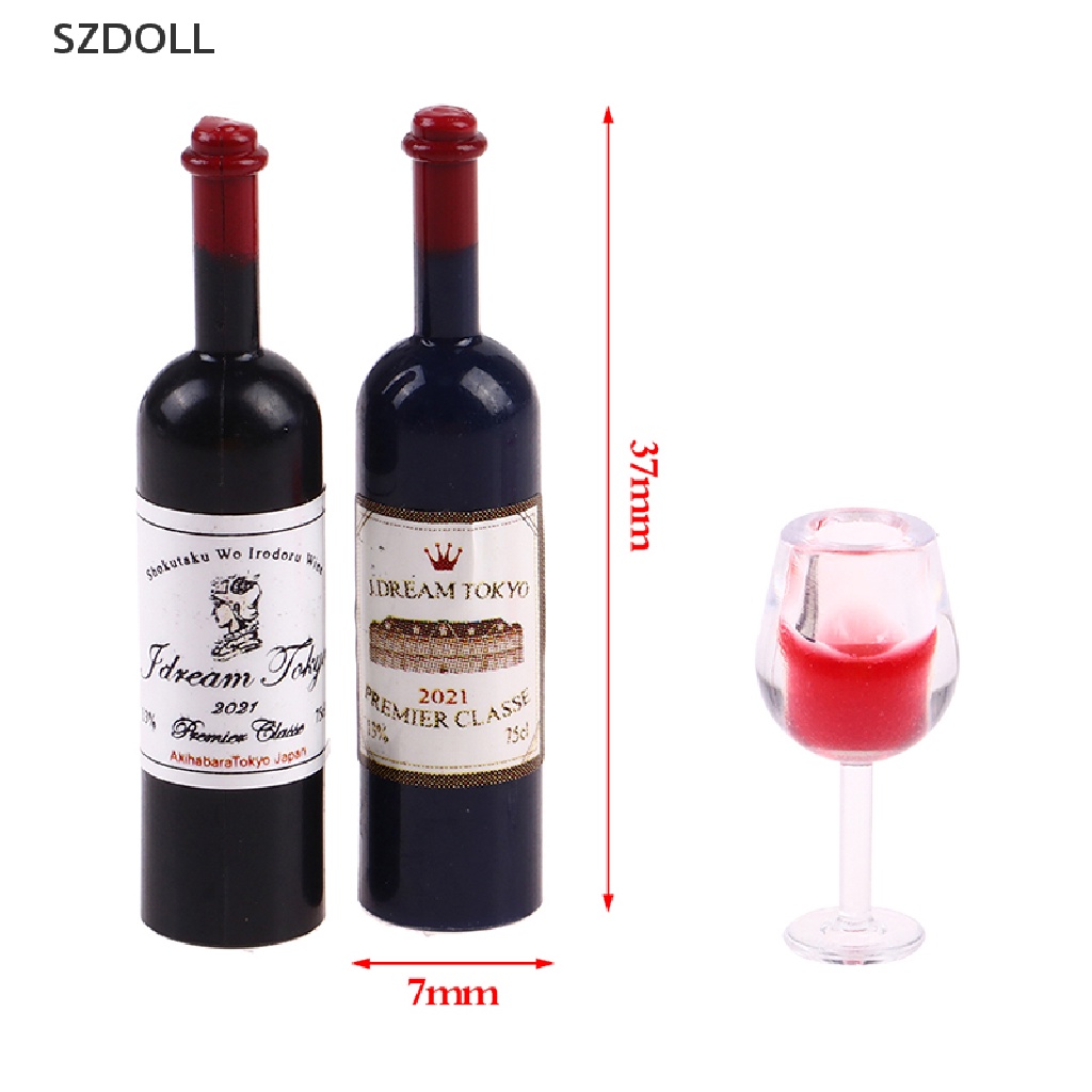 5 chai rượu hoặc ly rượu SZDOLL thu nhỏ 1:12 trang trí nhà búp bê độc đáo