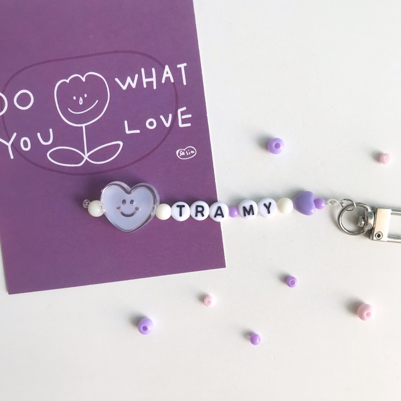 Móc khoá hạt cườm, móc khoá đôi, móc khoá nhóm hạt cườm chữ cái tên theo yêu cầu