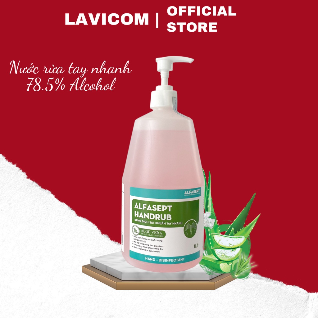 Nước Rửa Tay Khô ALFASEPT Handrub Thân Thiện Với Da, Giúp Diệt Khuẩn Nhanh Chóng Và Hiệu Quả Lọ 1L