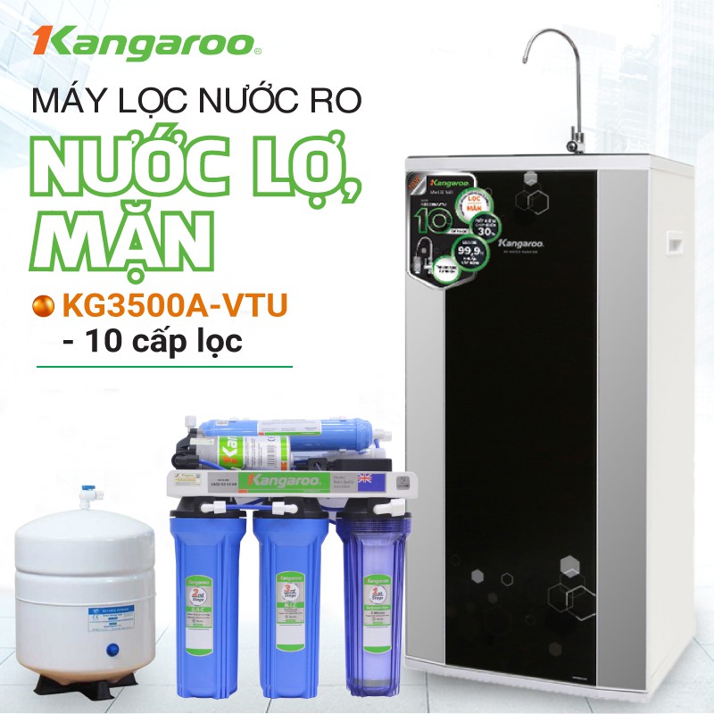 Máy lọc nước RO nhiễm mặn, lợ KANGAROO KG3500A VTU (10 cấp lọc)