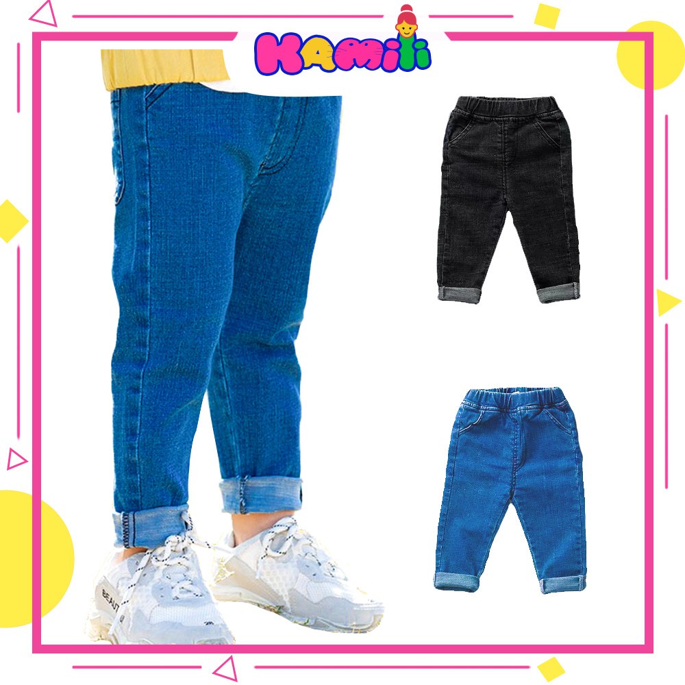 Quần Jean Cho Bé Trai Bé Gái Đi Học Đi Chơi, Quần Bò Trẻ Em Co Giãn size 8 đến 25kg Kamili Shop QJ02