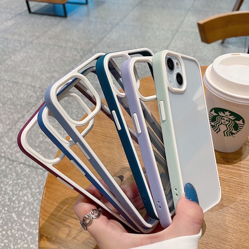 Ốp điện thoại trong suốt chống sốc nhiều màu tùy chọn thích hợp cho IPHONE 13 PRO MAX 11 12 PRO MAX X XSMAX XR 7 8 PLUS