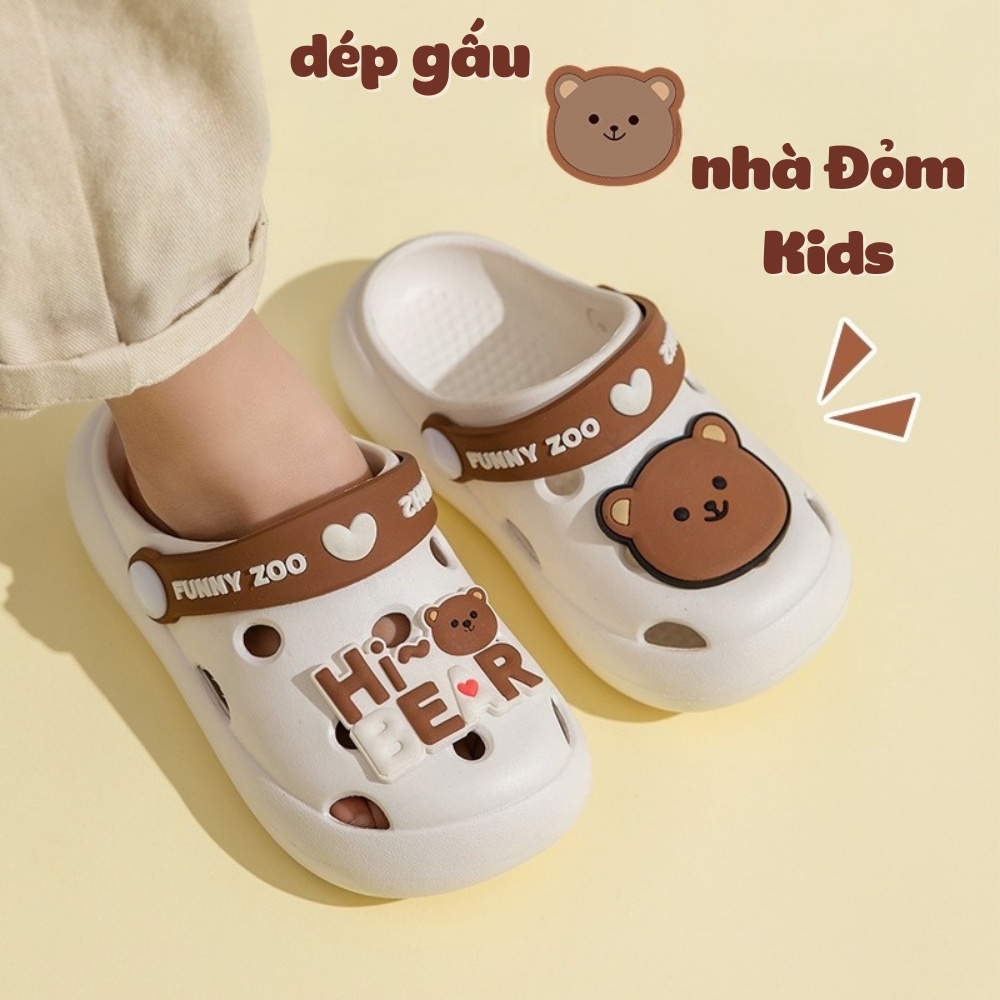 Dép bé gái, dép gấu cho bé siêu nhẹ đỏm kids, cross cho bé từ 1 đến 5 tuổi đế chống trượt DEP001