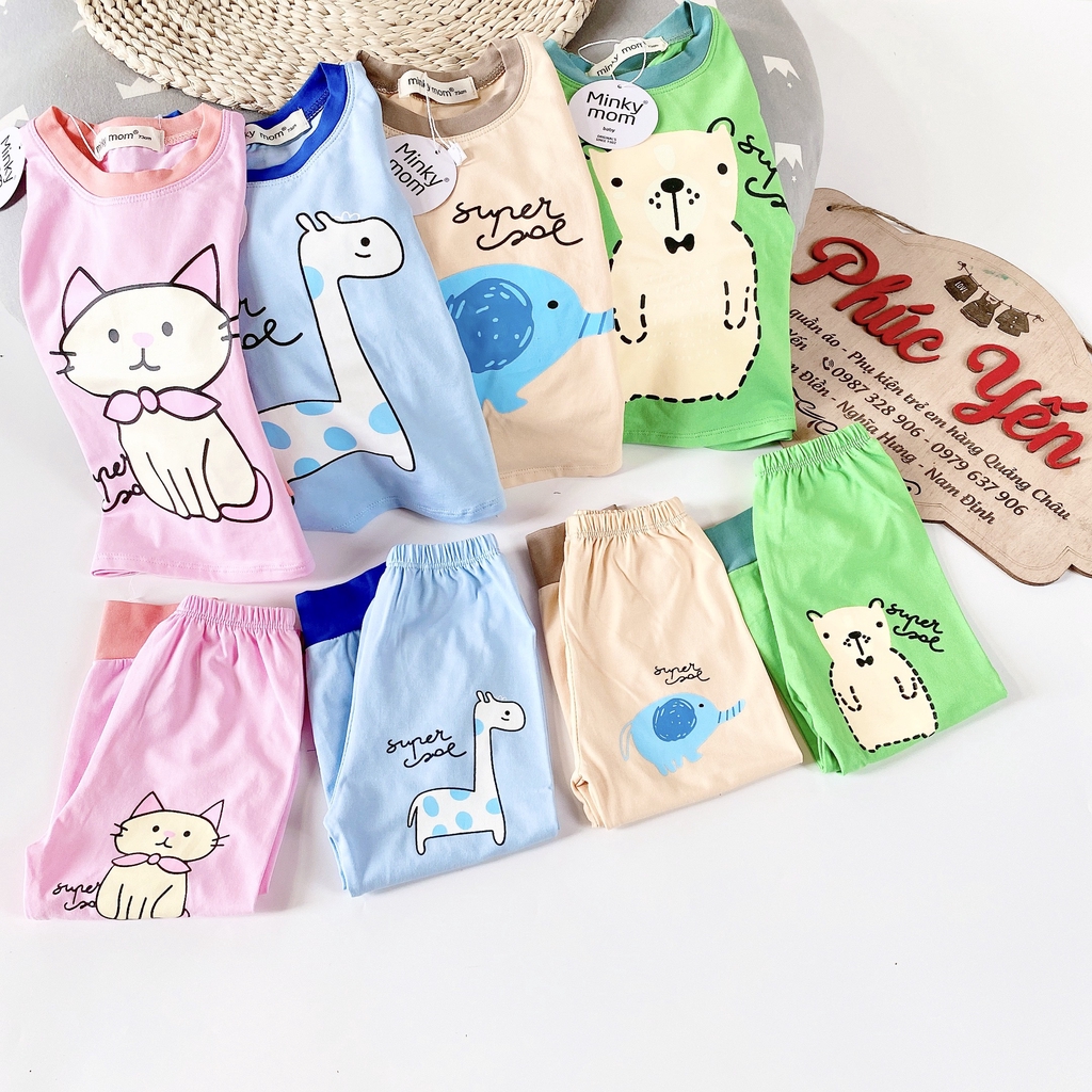 Bộ Dài Minky Mom Cotton 100 % In Họa Tiết Ngựa Trắng-Super ( Sz 7-19kg) (SP001329)