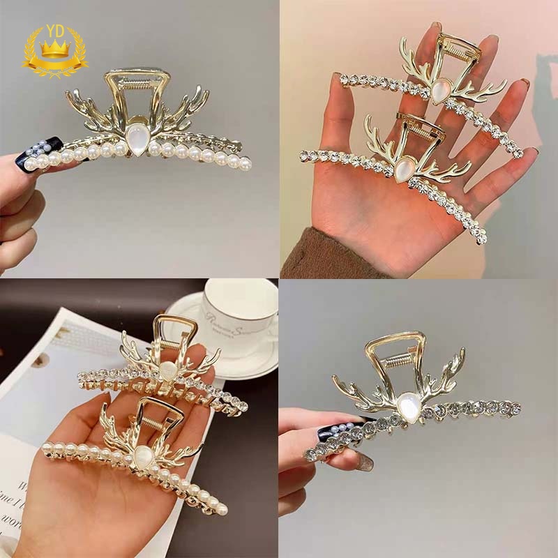 Kẹp Tóc Kim Loại Hình Hoa Đính Ngọc Trai Nhân Tạo Phong Cách Hàn Quốc